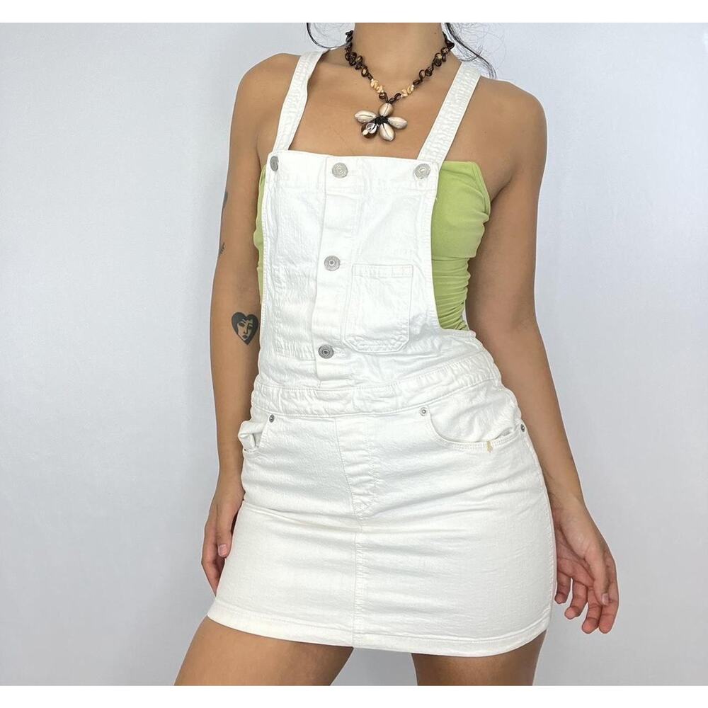LEVIS overall Dress womens small Off White Small